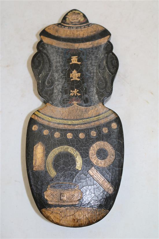 A Chinese vase shaped ink cake, 19th century, 24cm